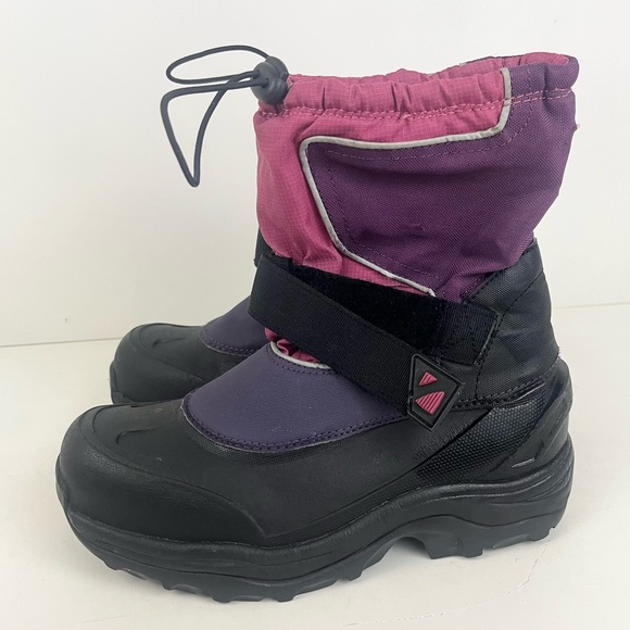 Lands’ End Pink Purple Black Adjustable Strap Snow Boots Women’s Size 8 - Picture 9 of 14